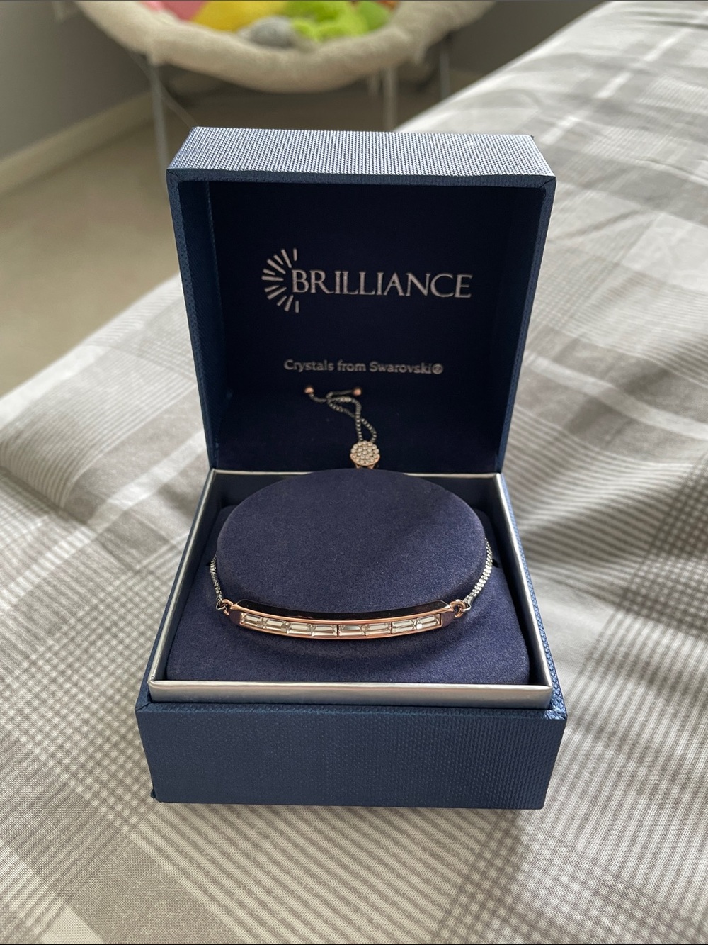 Brilliance Rose Gold & Silver Crystal Bar Bracelet